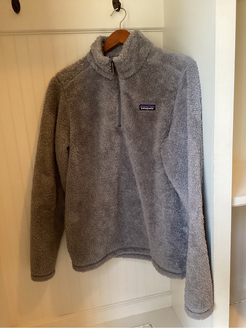 Patagonia Women's Plush Quarter-Zip Fleece Pullover in Light Gray